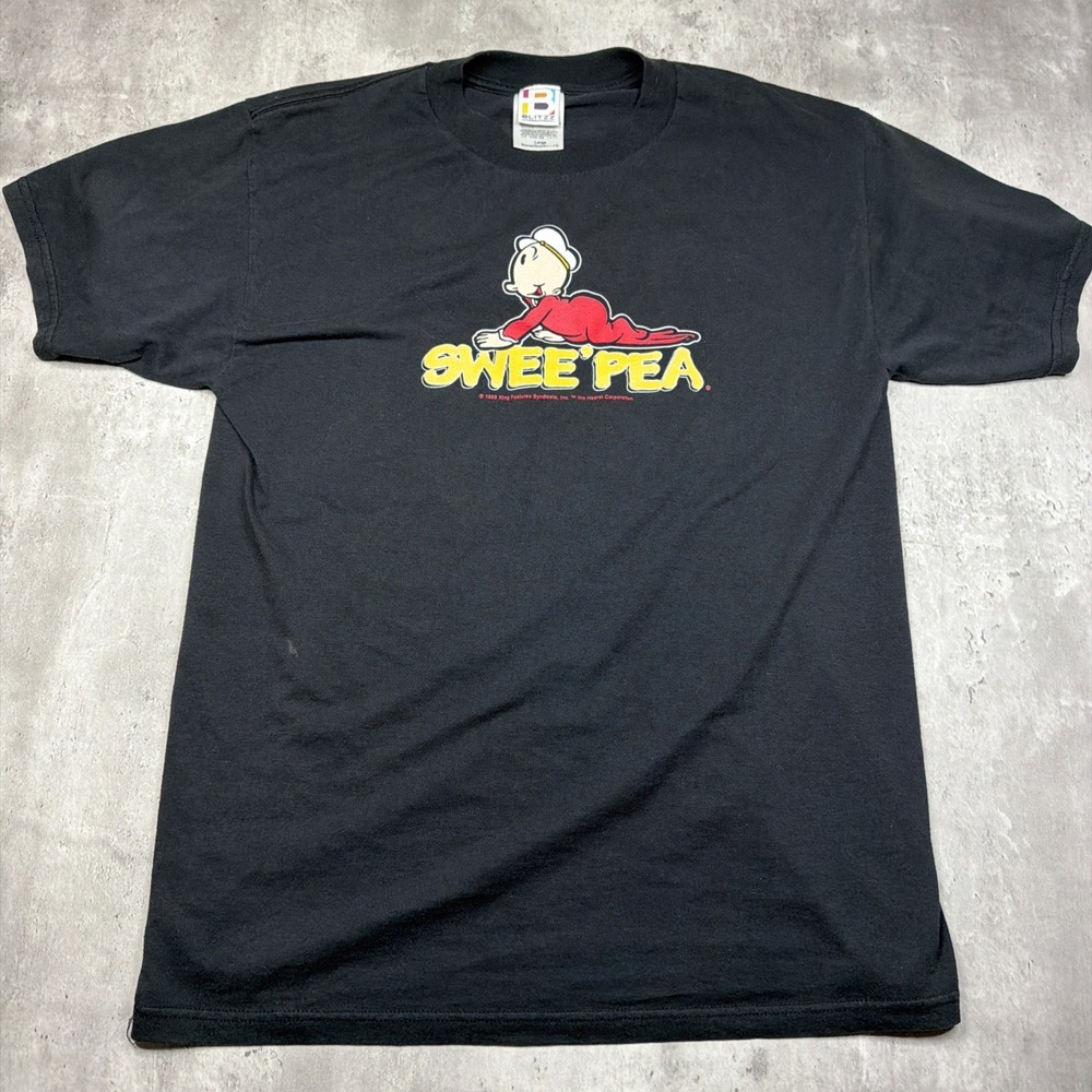 Vintage 90s Swee'Pea Popeye Black T-Shirt Adult Large 1999 Tultex USA